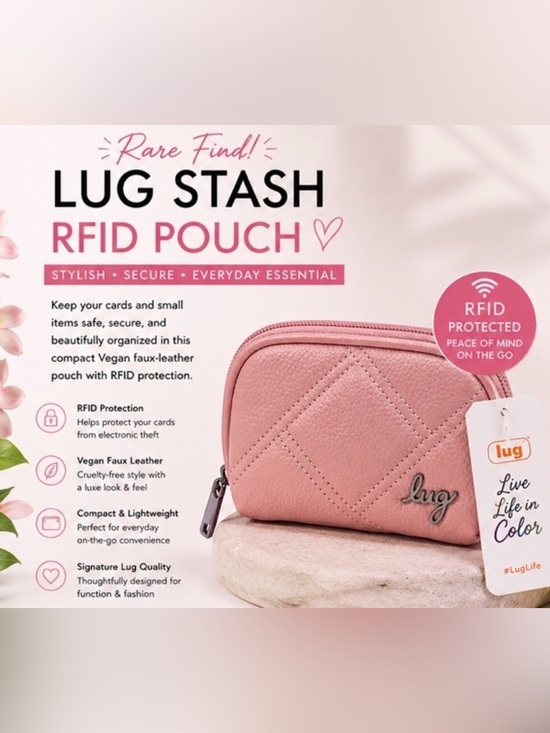 lug Handbags - 🌸 LUG Stash RFID Vegan Leather Pouch | Blush Pink | Card Case | Coin Purse | NWT